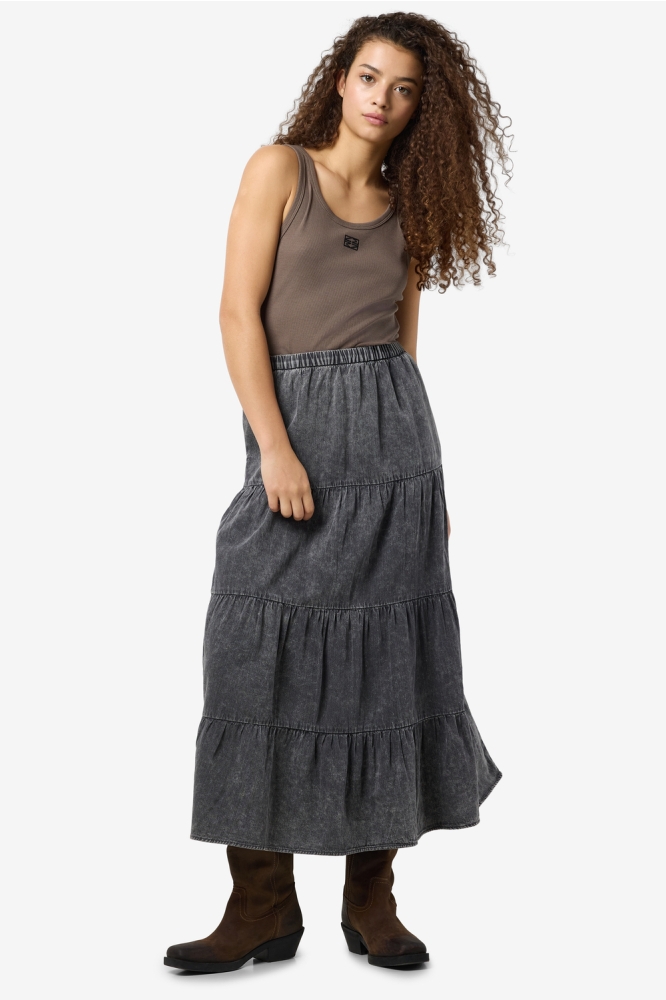 NMOREGON NW DENIM ACID MAXI SKIRT B 27034665 BLACK/WASHED